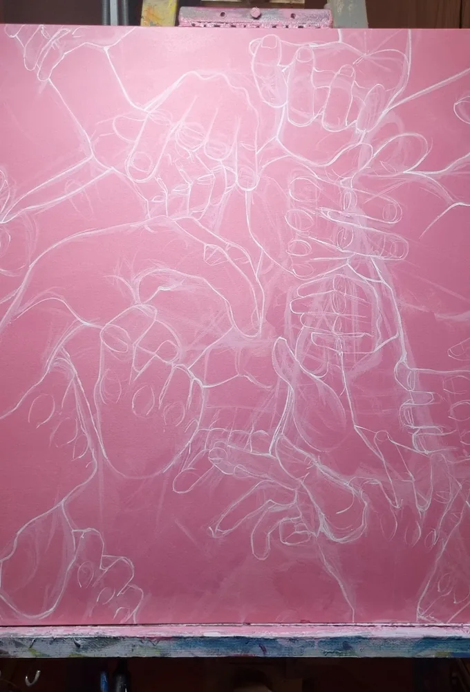 Hands 2 — painting process step 1